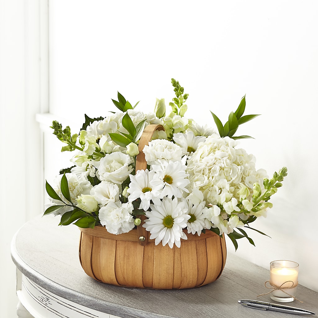 Pure Ivory Basket – Floreria Principe De Paz Llc, Somerset NJ
