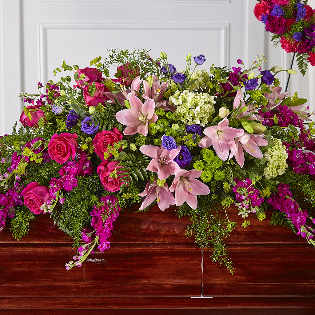 Radiant Tribute Casket Spray – Floreria Principe De Paz Llc, Somerset NJ