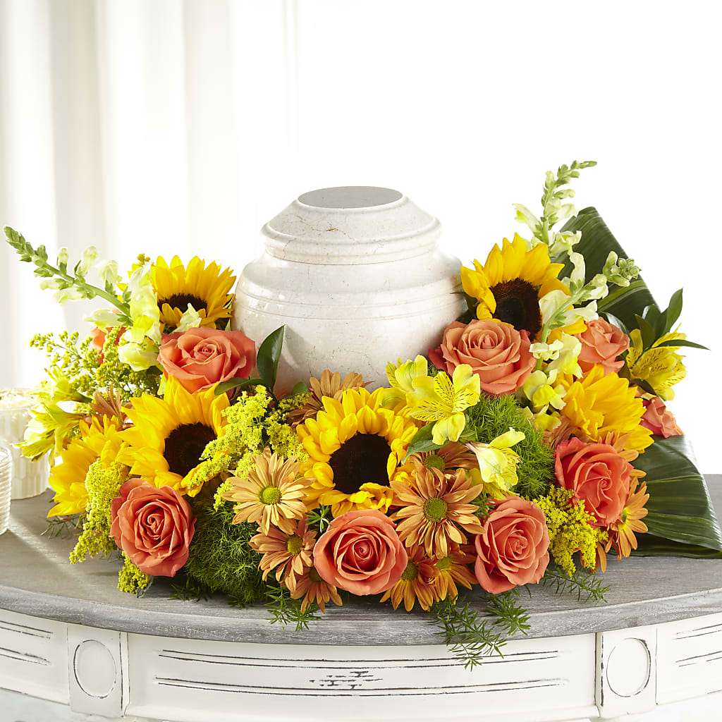 Faithful Sunflower Cremation Adornment – Floreria Principe De Paz Llc, Somerset NJ