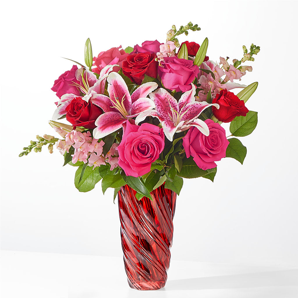 Always You Bouquet with Luxe Swirl Vase – Floreria Principe De Paz Llc, Somerset NJ