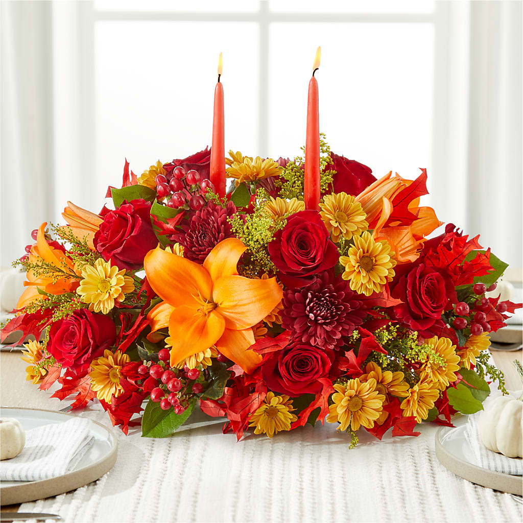 Autumn's Embrace Centerpiece – Floreria Principe De Paz Llc, Somerset NJ
