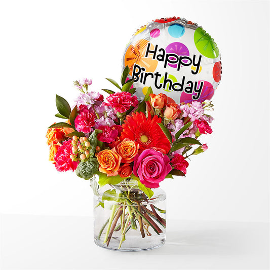 Fiesta Bouquet with Birthday Balloon –  Floreria Principe De Paz Llc, Somerset NJ