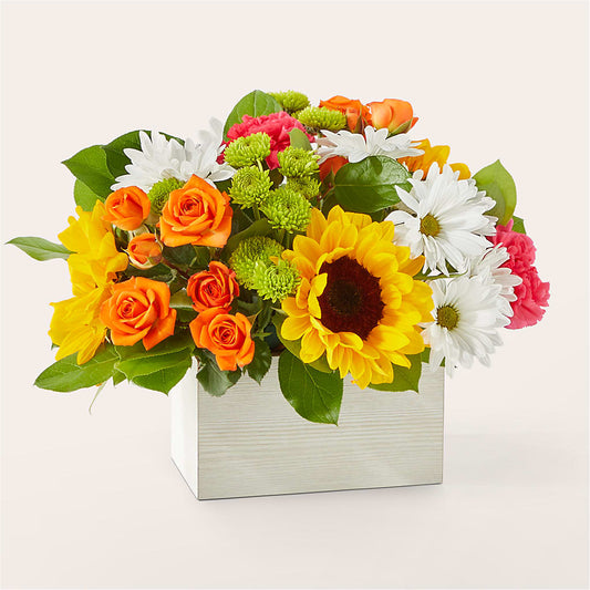 Sun-drenched Blooms Box Bouquet –  Floreria Principe De Paz Llc, Somerset NJ