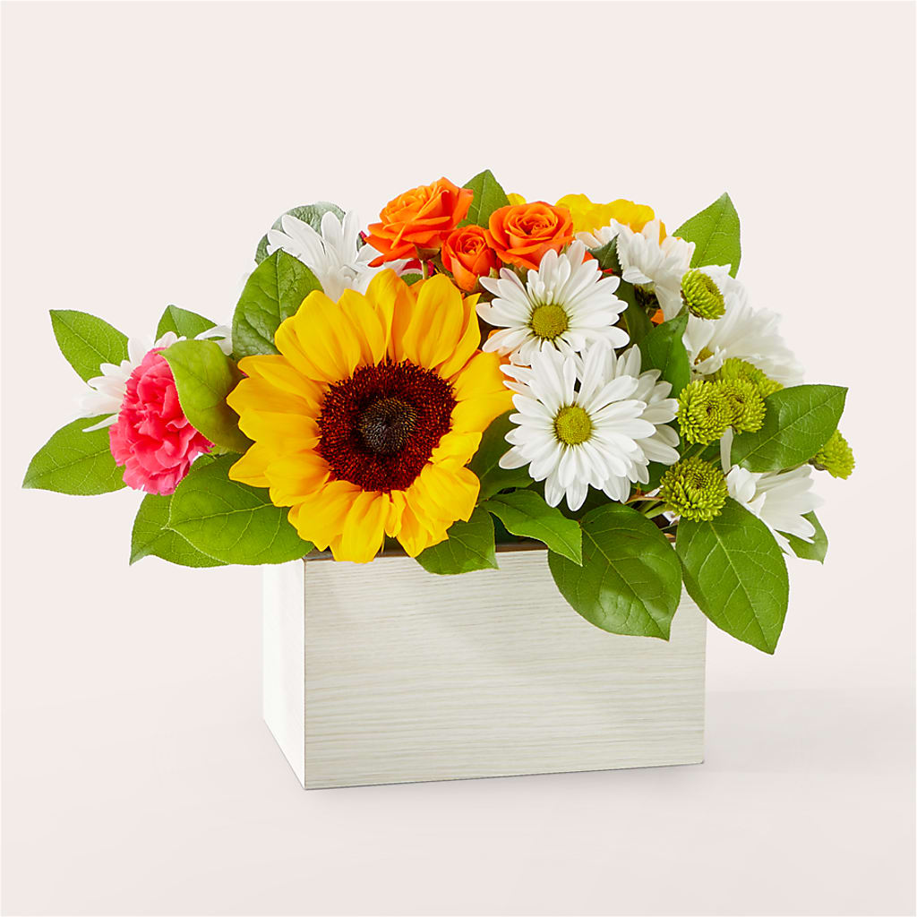 Sun-drenched Blooms Box Bouquet –  Floreria Principe De Paz Llc, Somerset NJ