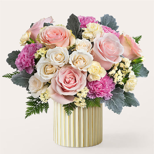 Blissful Moments Bouquet with Ivory Vase –  Floreria Principe De Paz Llc, Somerset NJ