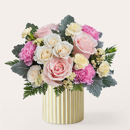 Blissful Moments Bouquet with Ivory Vase –  Floreria Principe De Paz Llc, Somerset NJ