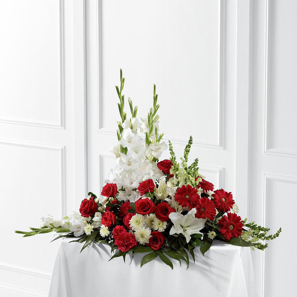Crimson & White Arrangement –  Floreria Principe De Paz Llc, Somerset NJ
