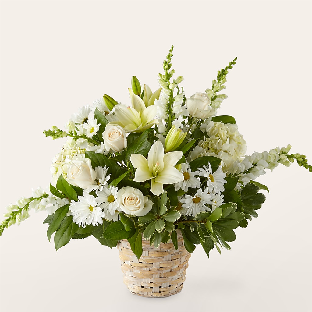 Ivory Elegance Floral Basket –  Floreria Principe De Paz Llc, Somerset NJ