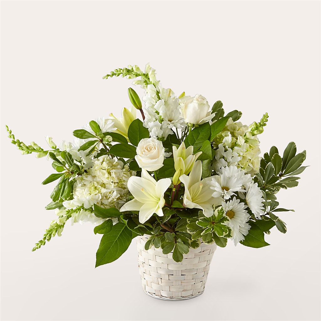 Ivory Elegance Floral Basket –  Floreria Principe De Paz Llc, Somerset NJ