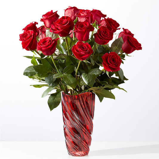 Classic Love Red Rose Bouquet with Luxe Swirl Vase –  Floreria Principe De Paz Llc, Somerset NJ