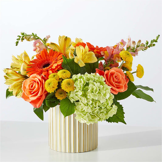 Autumn Sunshine Bouquet with Ivory Vase –  Floreria Principe De Paz Llc, Somerset NJ