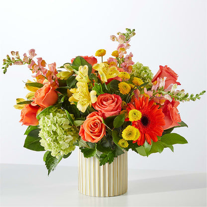 Autumn Sunshine Bouquet with Ivory Vase –  Floreria Principe De Paz Llc, Somerset NJ