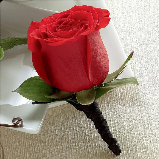 Red Rose Boutonniere –  Floreria Principe De Paz Llc, Somerset NJ