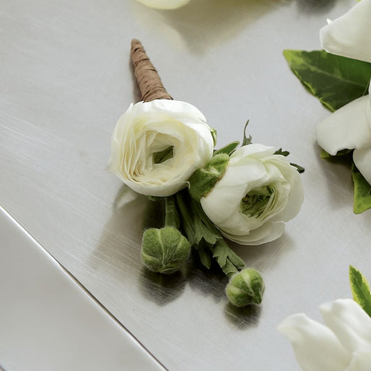White Ranunculus Boutonniere –  Floreria Principe De Paz Llc, Somerset NJ