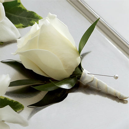 White Rose Boutonniere –  Floreria Principe De Paz Llc, Somerset NJ
