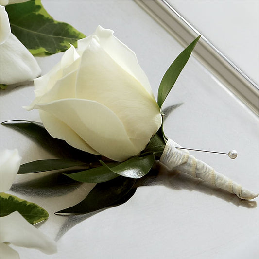 White Rose Boutonniere –  Floreria Principe De Paz Llc, Somerset NJ